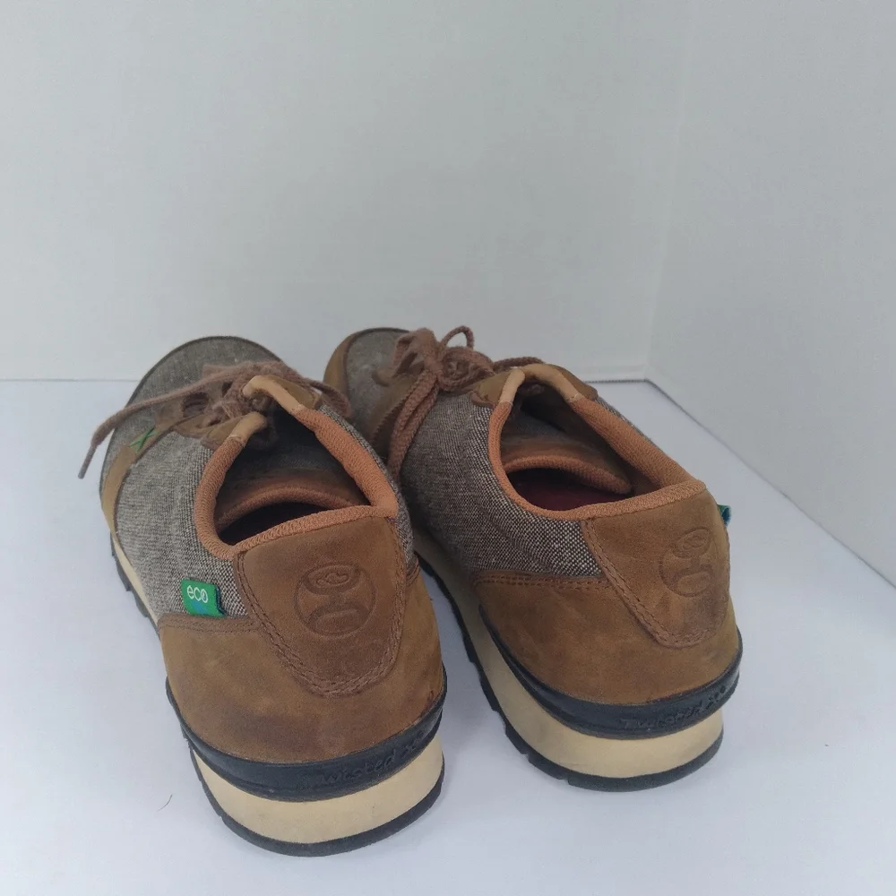Eco Sneakers Brown‎ Tweed Casual Walking Shoes Comfy Lace Up Size Unknown